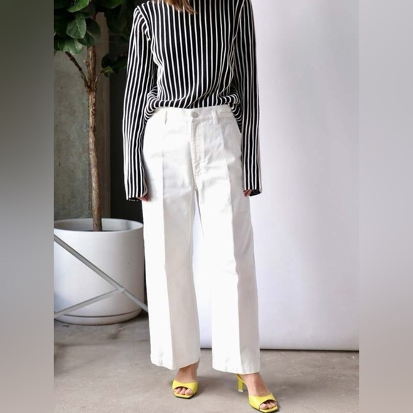Christian Wijnants Pelanac Cropped Wide Leg Trousers - White Denim, Size 8 - Picture 15 of 15